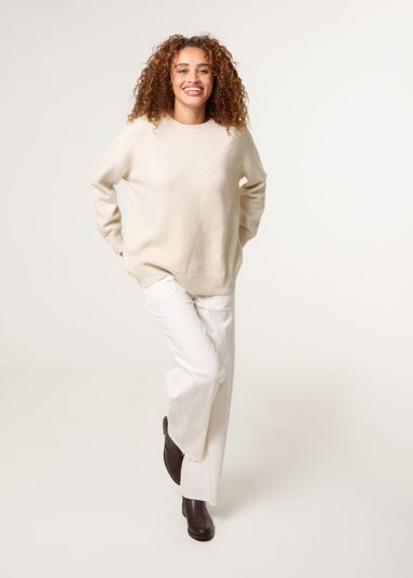 Blue Vanilla Beige Argyle Stitch Detail Jumper