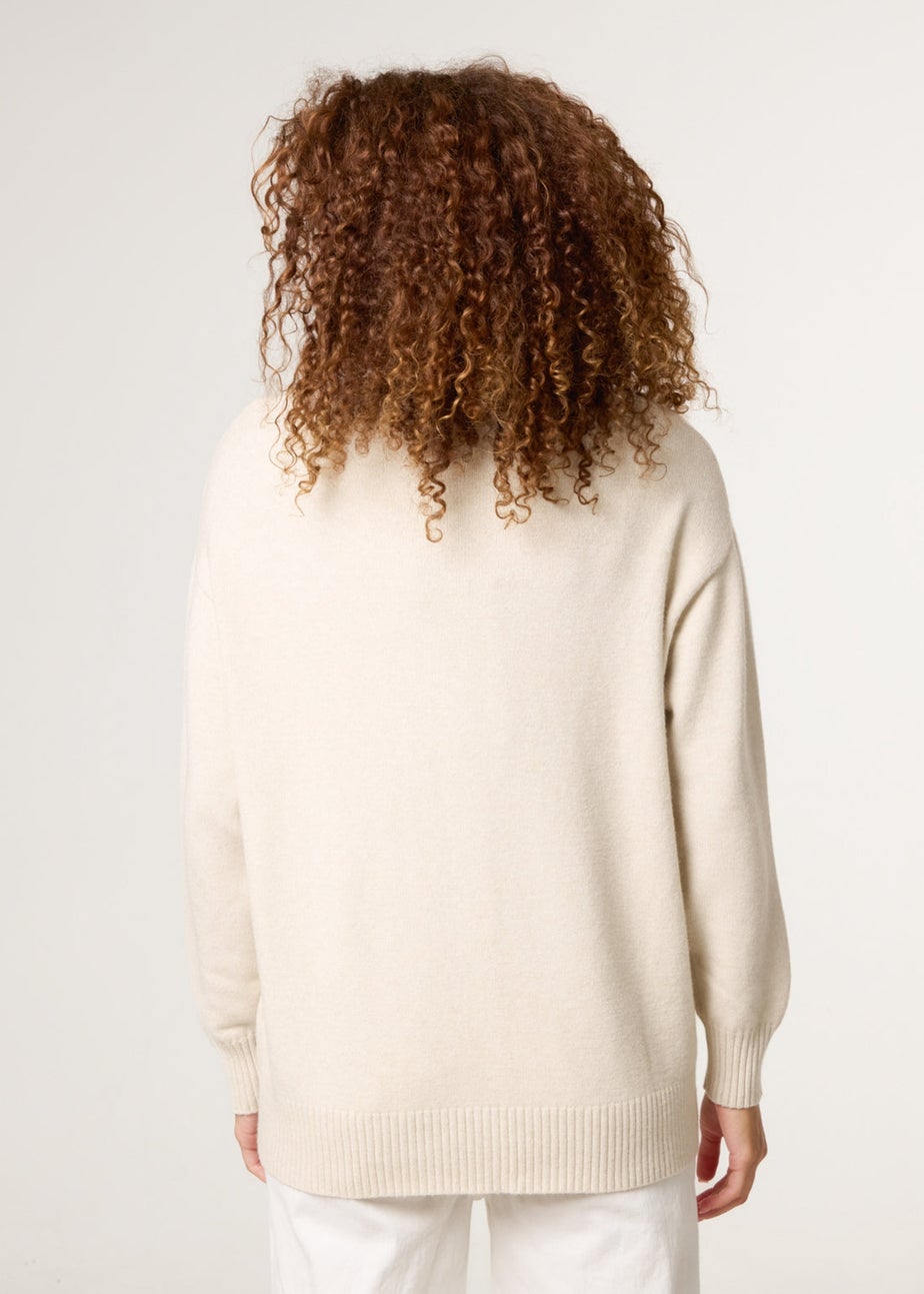 Blue Vanilla Beige Argyle Stitch Detail Jumper