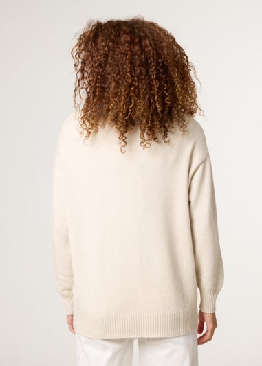 Blue Vanilla Beige Argyle Stitch Detail Jumper