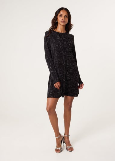 Blue Vanilla Black Lurex Diamante Swing Dress