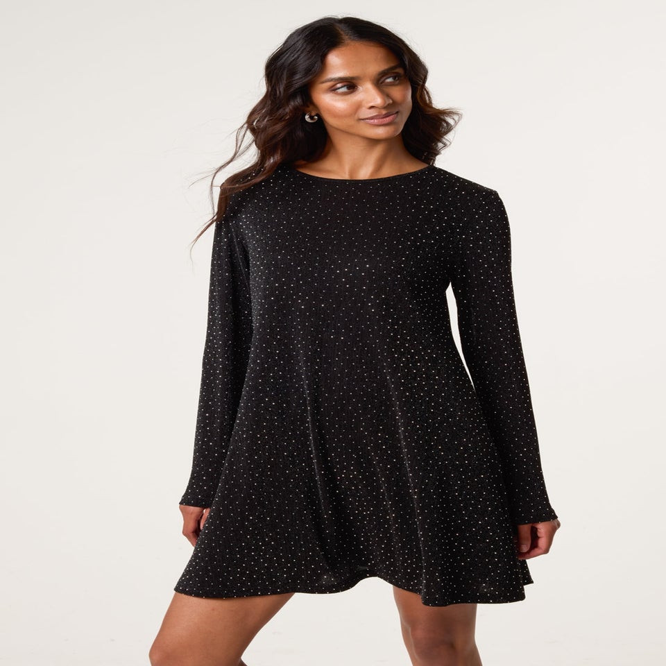 Blue Vanilla Black Lurex Diamante Swing Dress