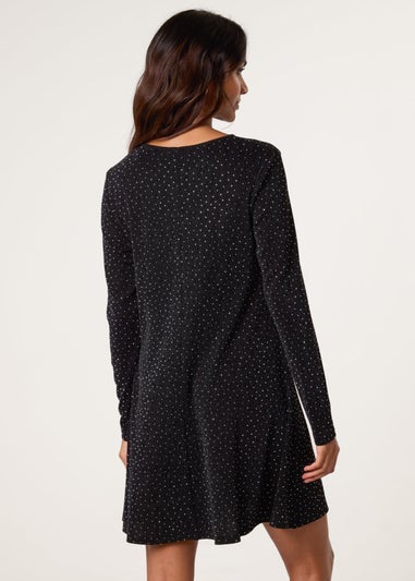 Blue Vanilla Black Lurex Diamante Swing Dress