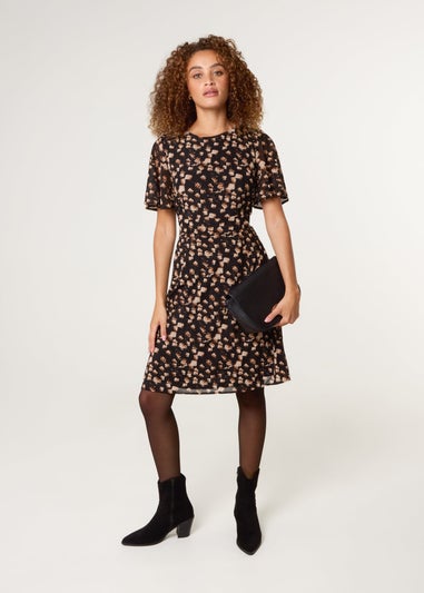 Blue Vanilla Black Mark Making Crew Neck Dress