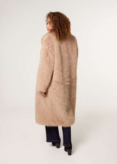 Blue Vanilla Beige Long Fluffy Coat