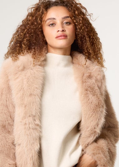 Blue Vanilla Beige Long Fluffy Coat