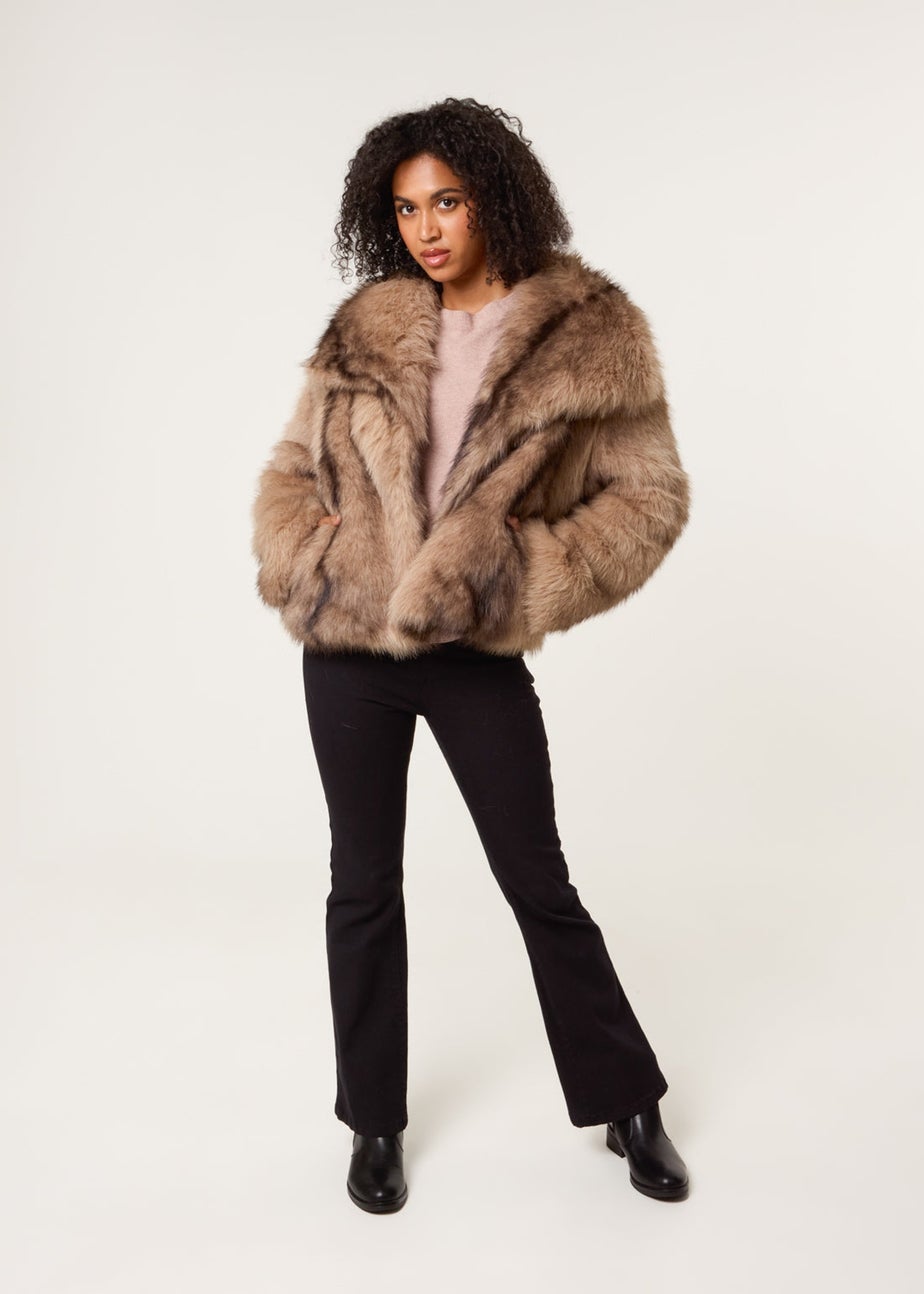 Blue Vanilla Beige Faux Fur Coat