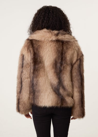 Blue Vanilla Beige Faux Fur Coat