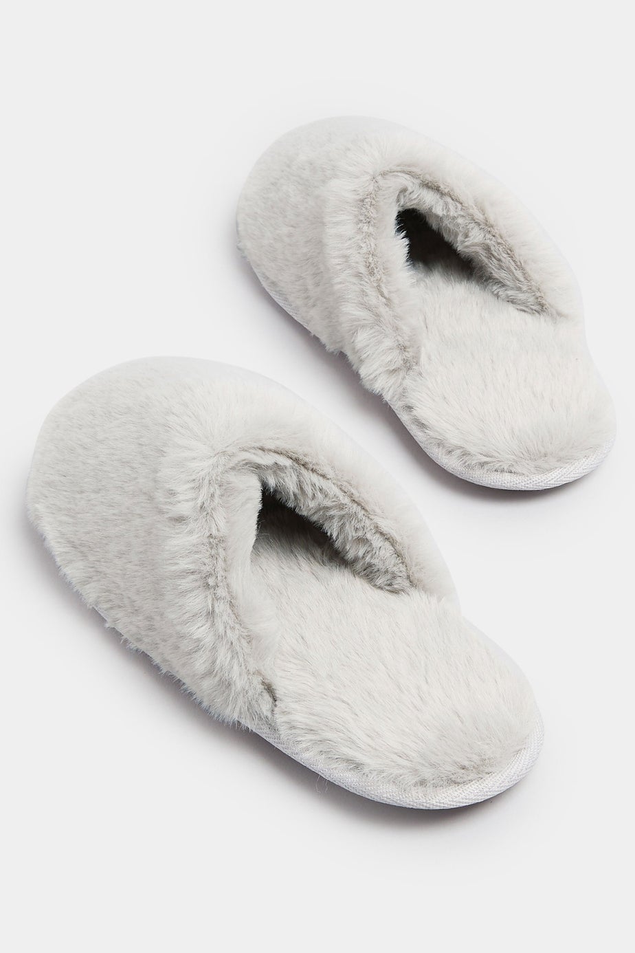 Yours Grey Plush Faux Fur Mule Slippers