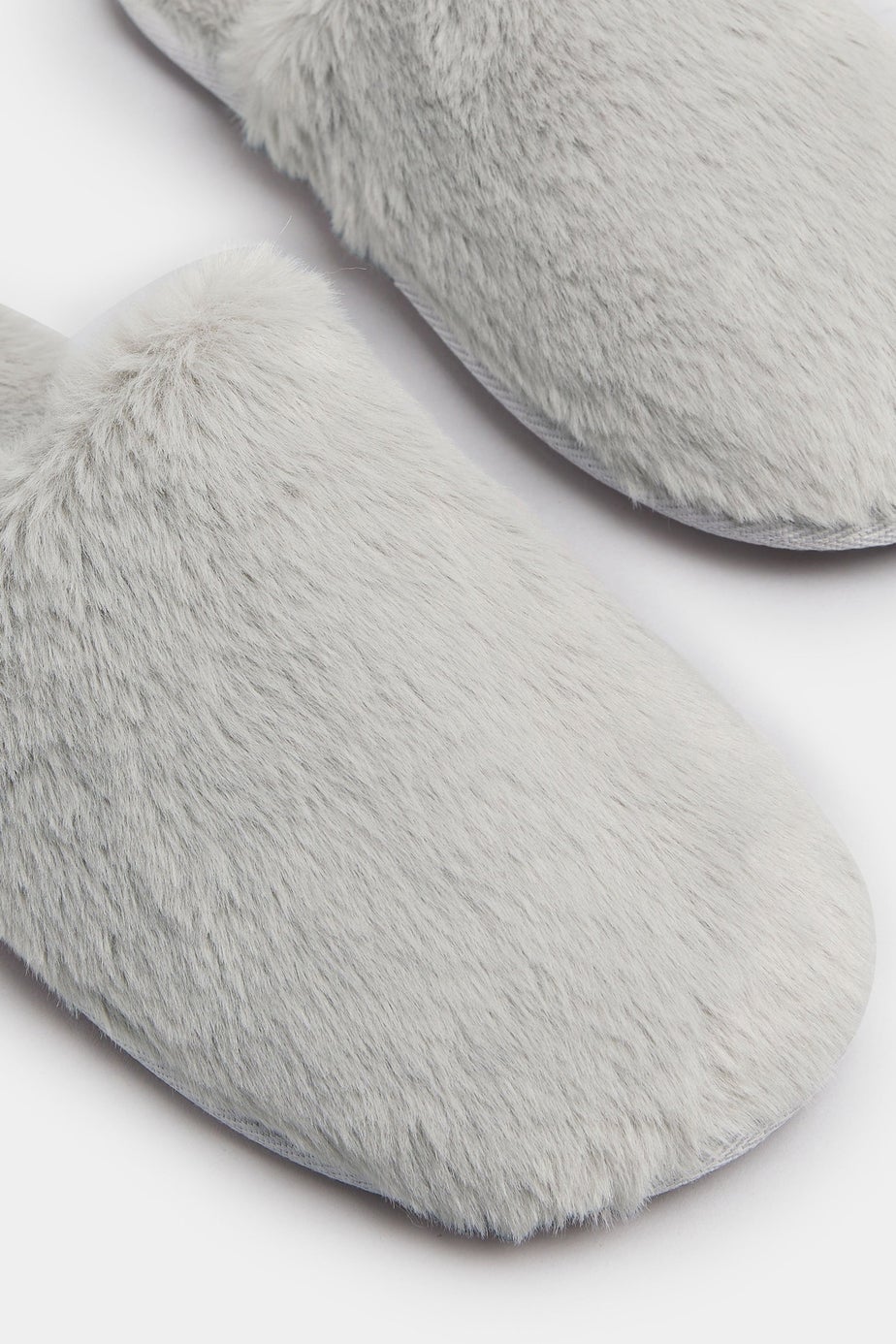 Yours Grey Plush Faux Fur Mule Slippers