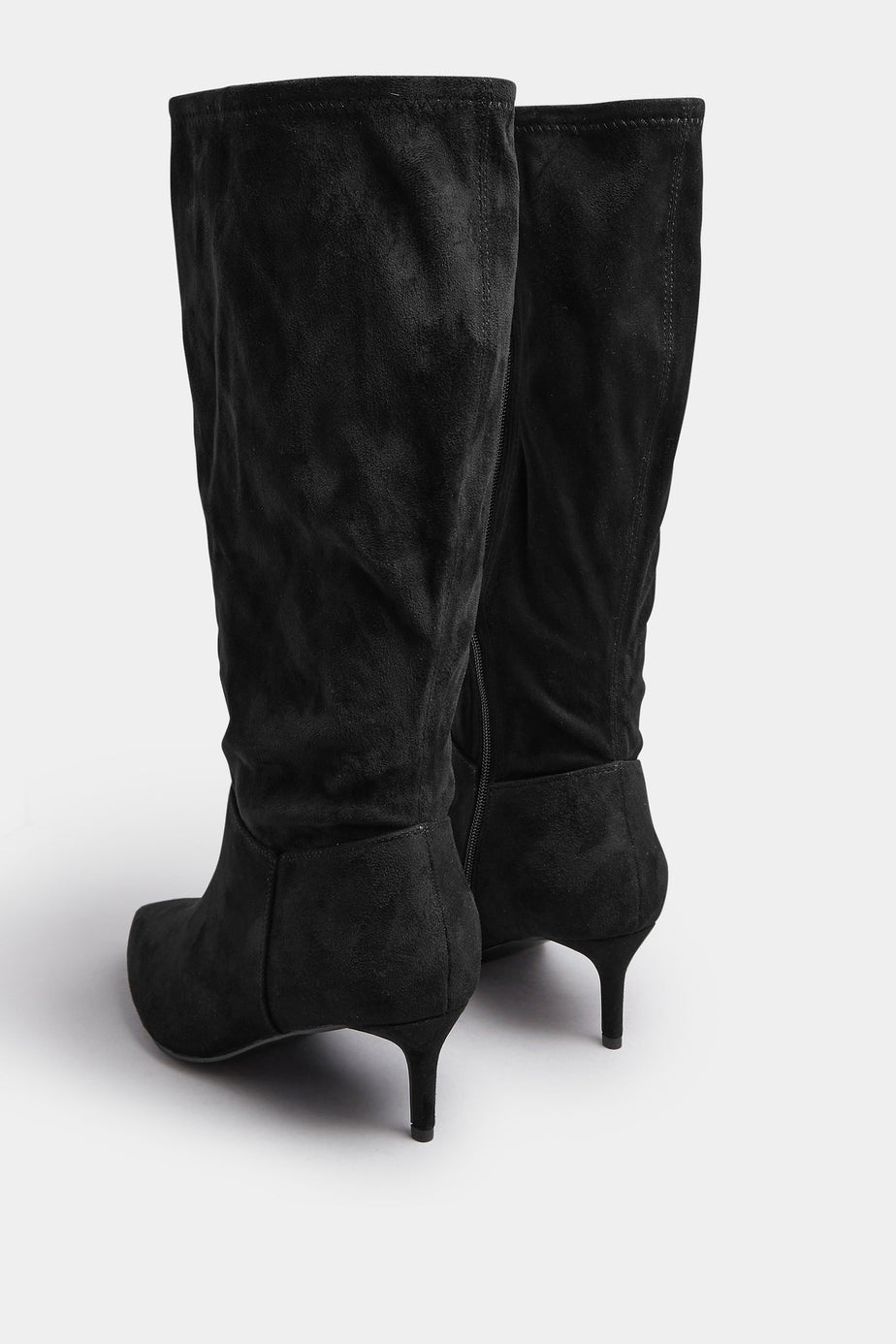Yours Black Pointed Toe Kitten Heel Boots In Extra Wide EEE Fit