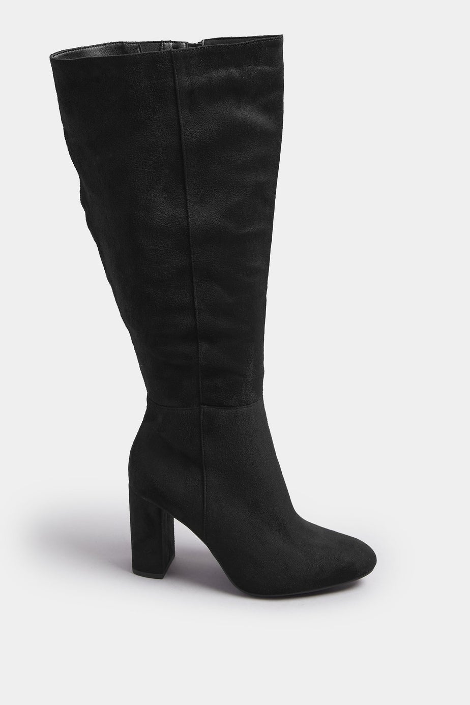 Yours Black Faux Suede Heeled Knee High Boot In Extra Wide EEE Fit