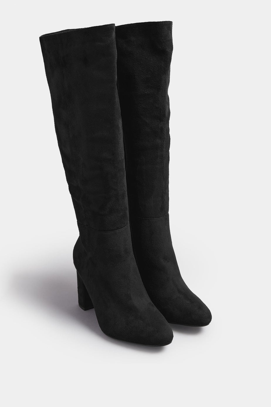 Yours Black Faux Suede Heeled Knee High Boot In Extra Wide EEE Fit