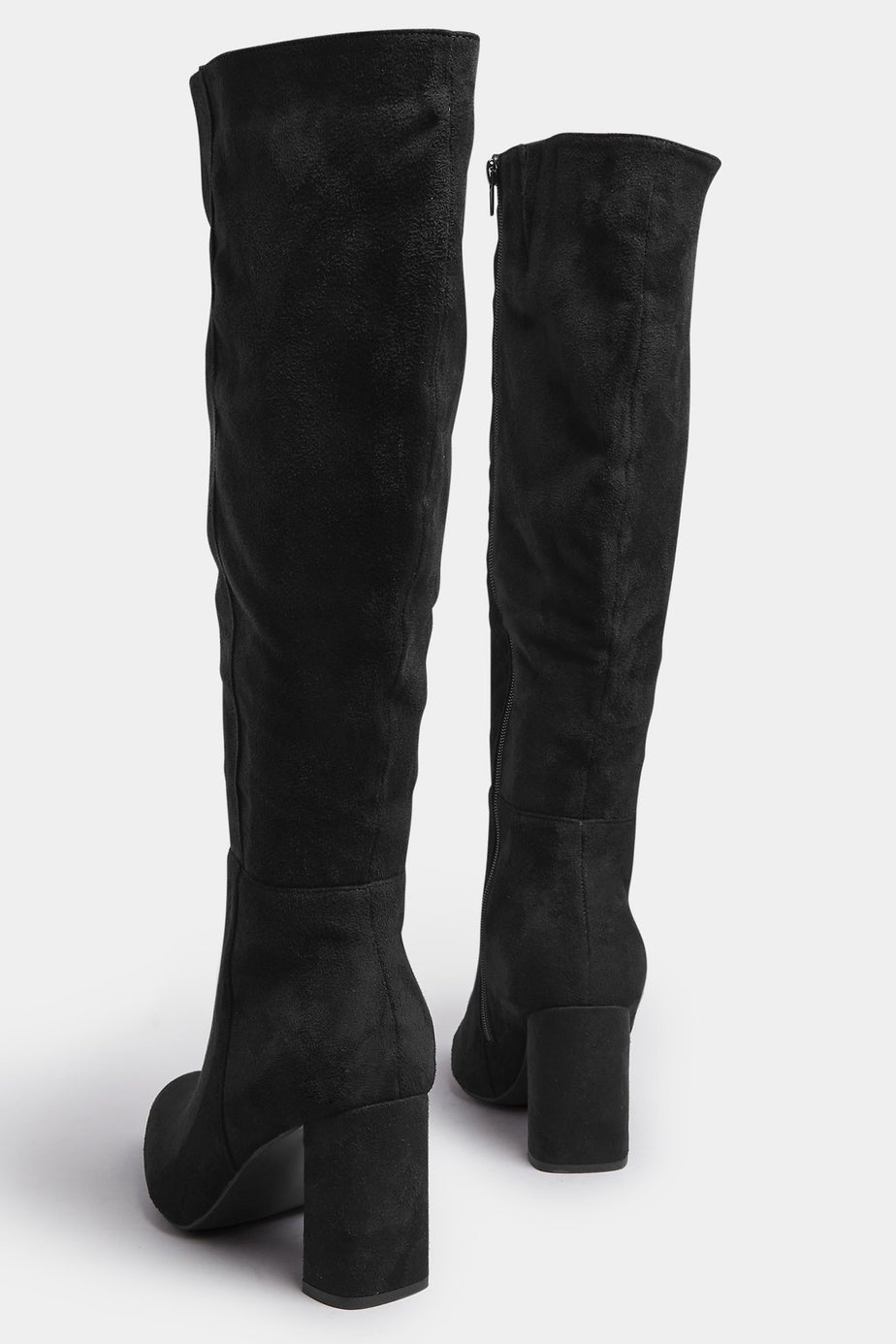 Yours Black Faux Suede Heeled Knee High Boot In Extra Wide EEE Fit