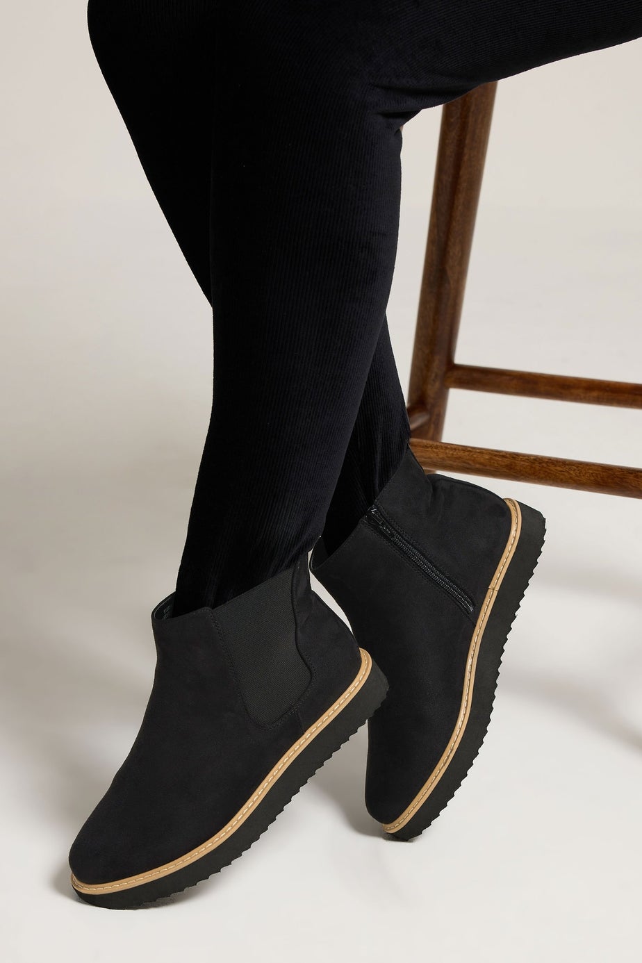 Yours Black Faux Suede Contrast Trim Chelsea Boots In Extra Wide EEE Fit