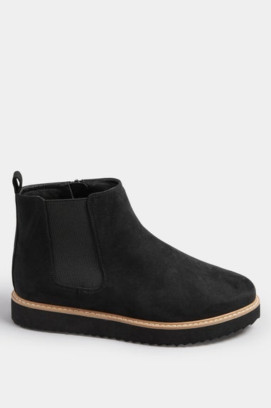 Yours Black Faux Suede Contrast Trim Chelsea Boots In Extra Wide EEE Fit