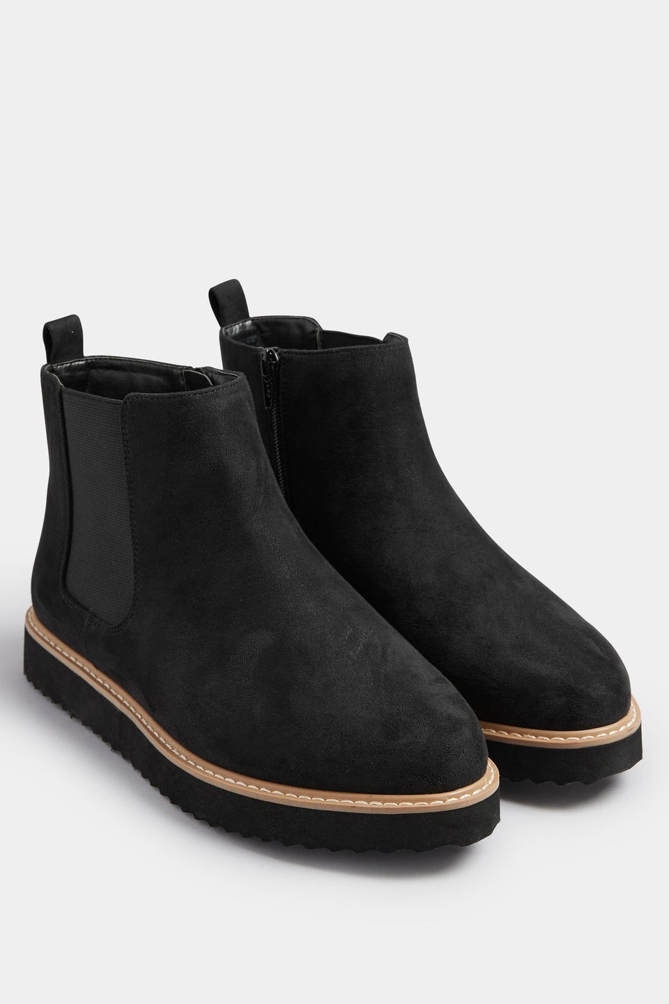 Yours Black Faux Suede Contrast Trim Chelsea Boots In Extra Wide EEE Fit