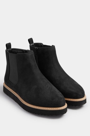 Yours Black Faux Suede Contrast Trim Chelsea Boots In Extra Wide EEE Fit