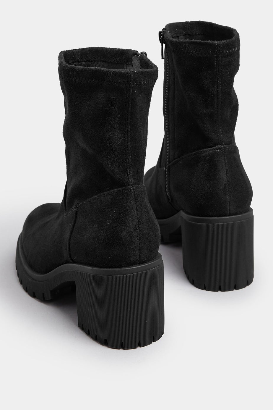 Yours Black Faux Suede Stretch Sock Boots In Extra Wide EEE Fit