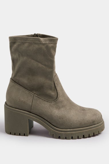 Yours Mocha Brown Faux Suede Stretch Sock Boots In Extra Wide EEE Fit