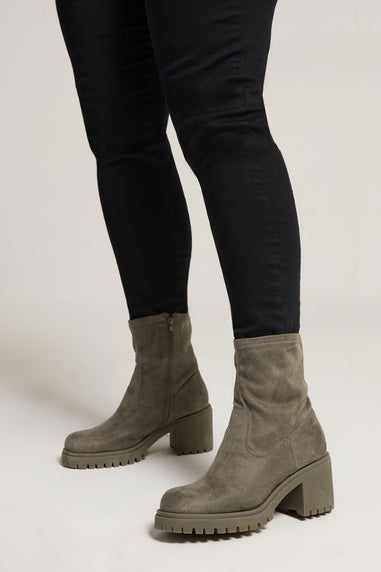 Yours Mocha Brown Faux Suede Stretch Sock Boots In Extra Wide EEE Fit