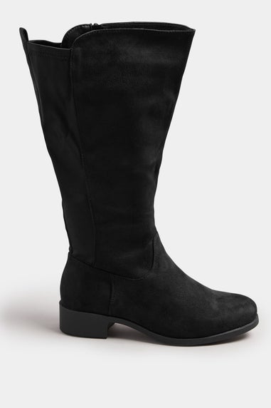 Yours Black Faux Suede Wide Calf Knee High Boots In Extra Wide EEE Fit