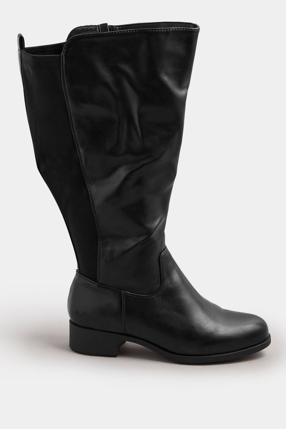 Yours Black Faux Leather Wide Calf Knee High Boots In Extra Wide EEE Fit