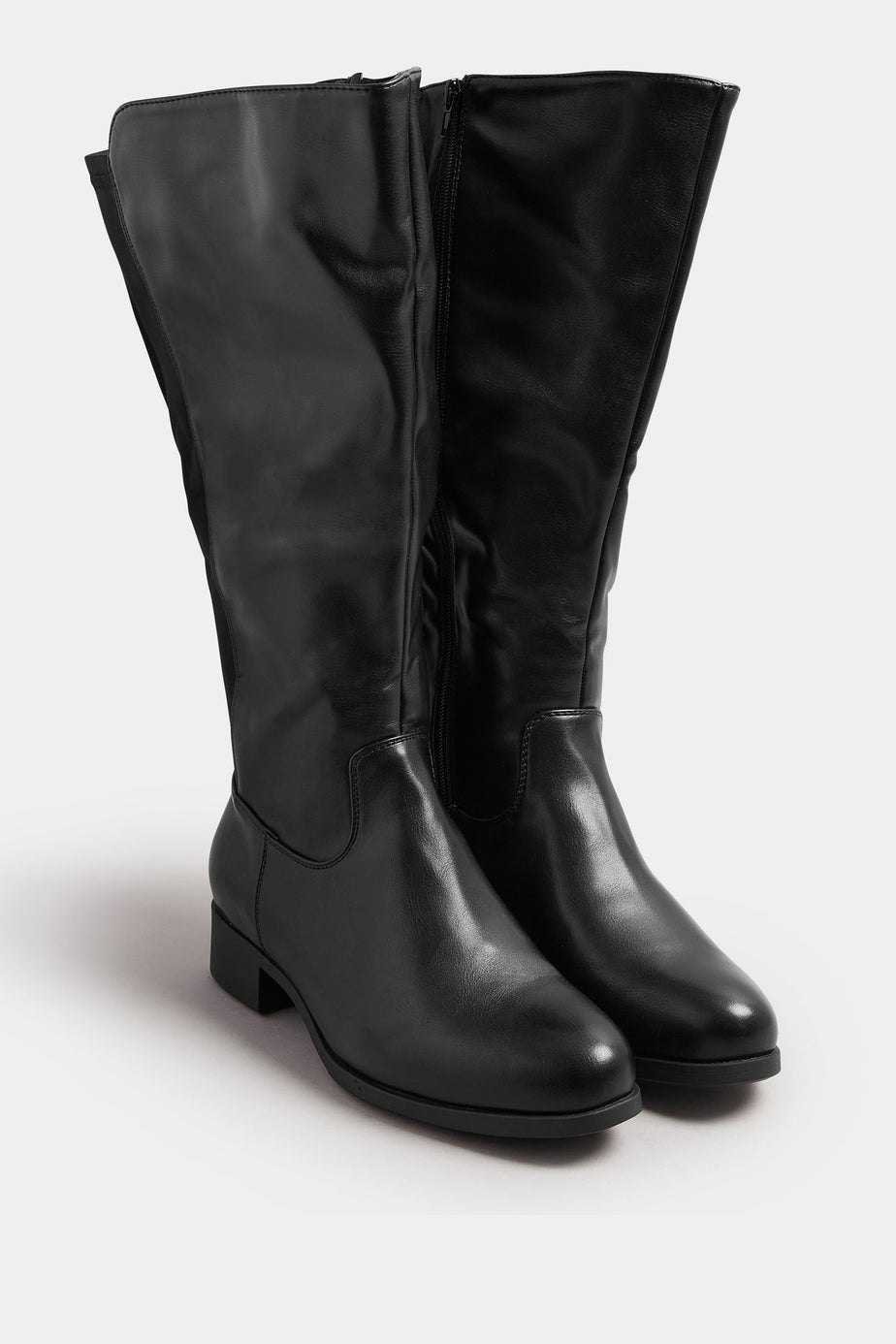 Yours Black Faux Leather Wide Calf Knee High Boots In Extra Wide EEE Fit