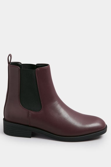 Yours Burgundy Red Faux Leather Chelsea Ankle Boots In Wide E Fit & Extra Wide EEE Fit
