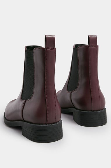 Yours Burgundy Red Faux Leather Chelsea Ankle Boots In Wide E Fit & Extra Wide EEE Fit