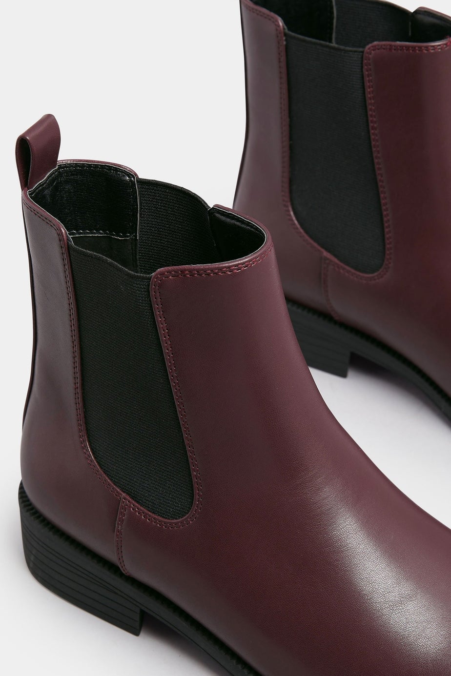 Yours Burgundy Red Faux Leather Chelsea Ankle Boots In Wide E Fit & Extra Wide EEE Fit