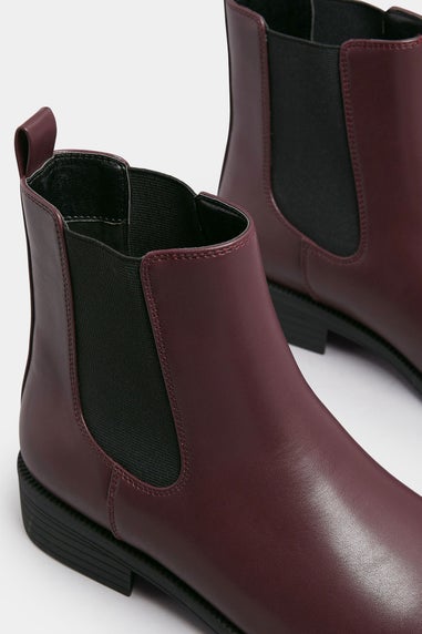 Yours Burgundy Red Faux Leather Chelsea Ankle Boots In Wide E Fit & Extra Wide EEE Fit
