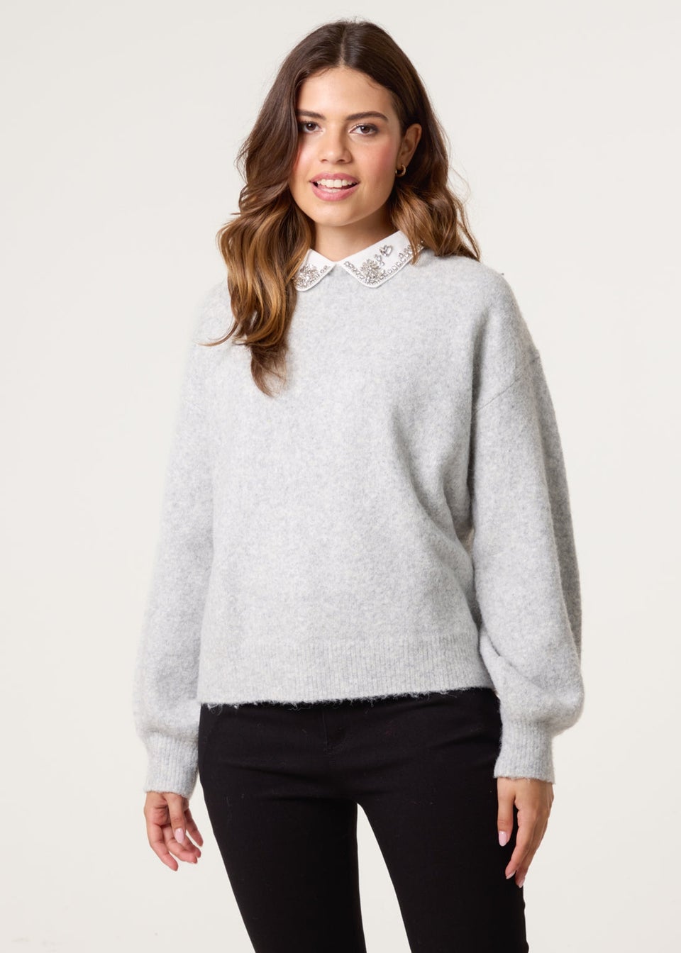 Blue Vanilla Grey Peter Pan Embellished Jumper