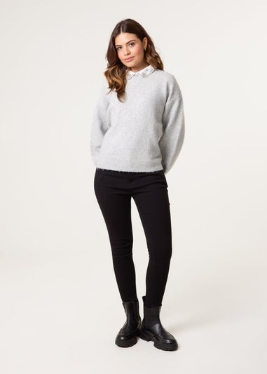 Blue Vanilla Grey Peter Pan Embellished Jumper