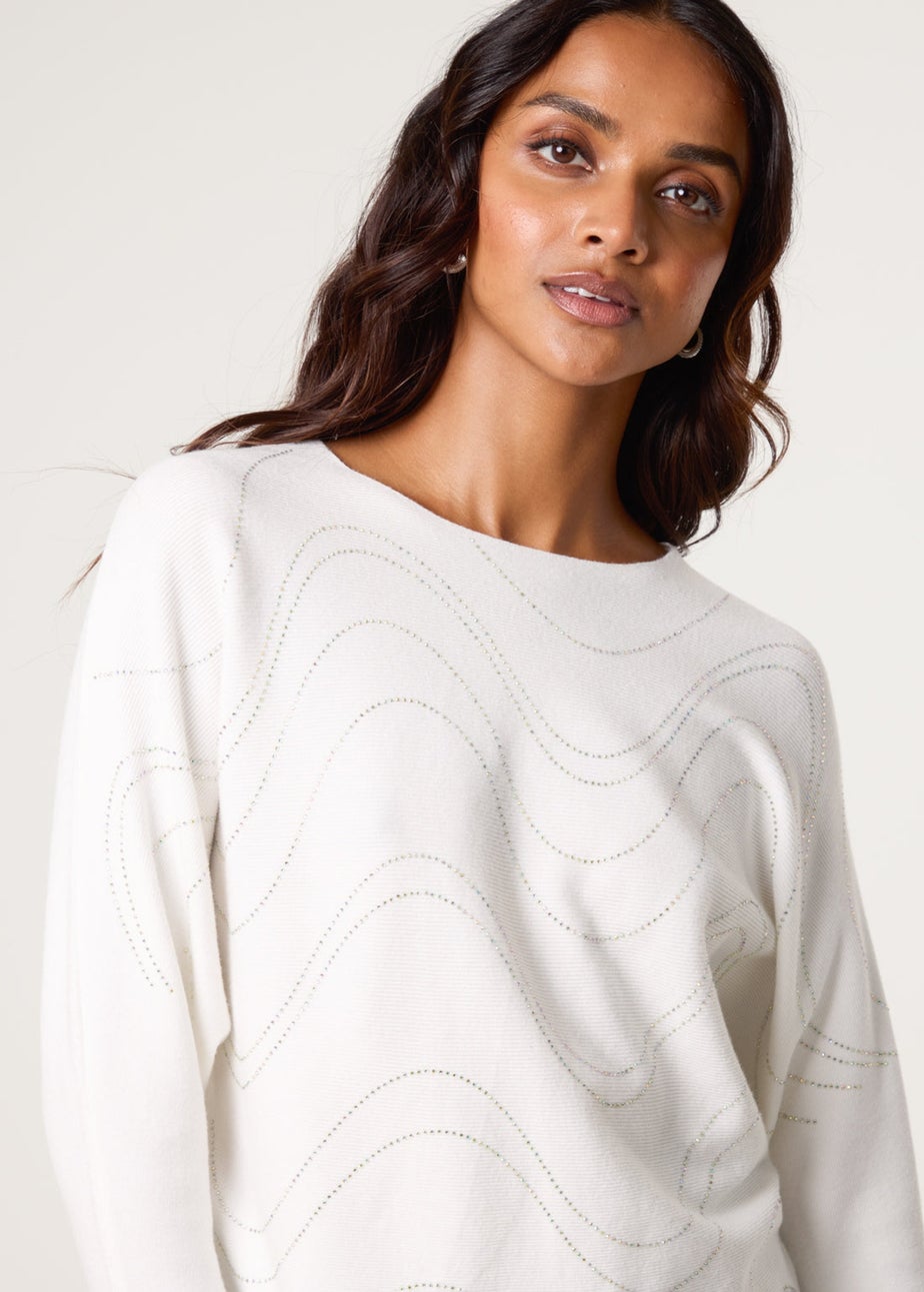 Blue Vanilla Ivory Rhinestone Jumper