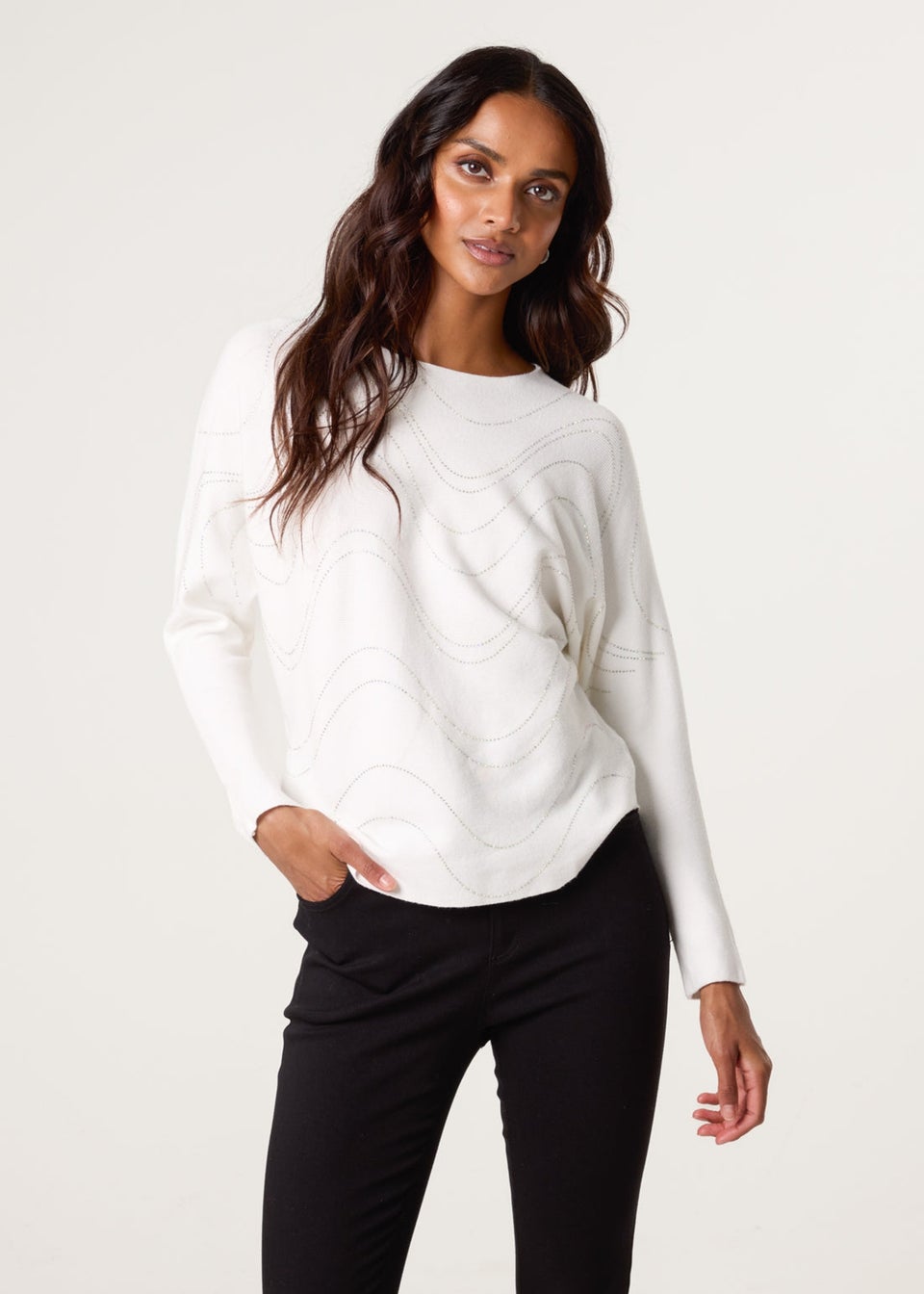 Blue Vanilla Ivory Rhinestone Jumper