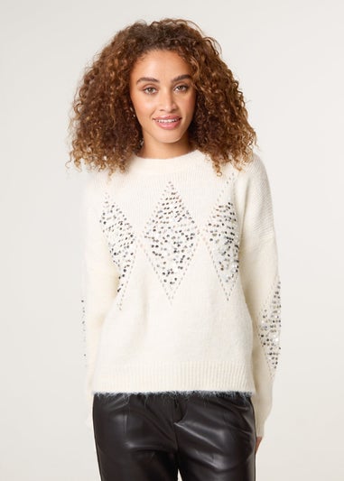 Blue Vanilla Ivory Diamond Sequin Jumper