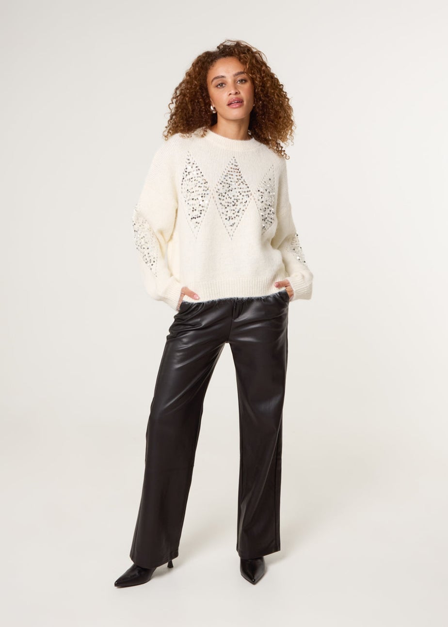 Blue Vanilla Ivory Diamond Sequin Jumper