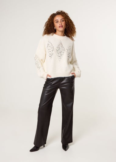 Blue Vanilla Ivory Diamond Sequin Jumper