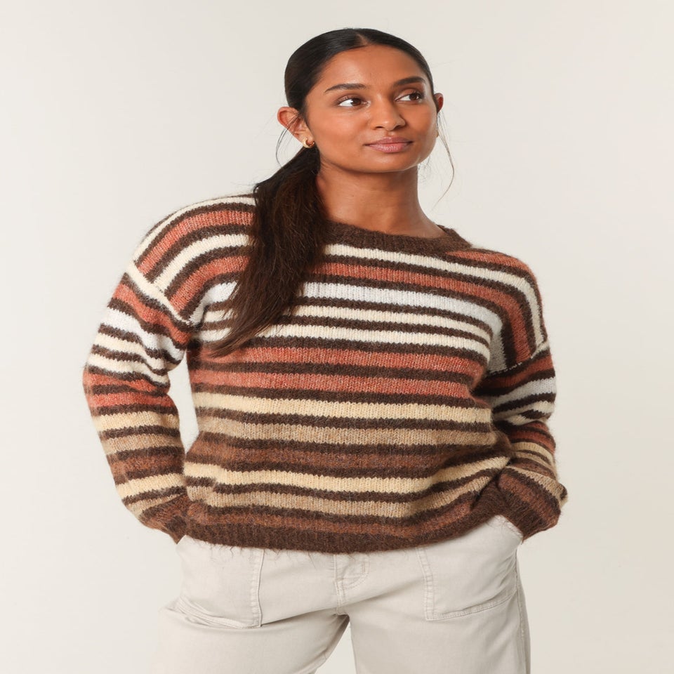 Blue Vanilla Brown Colourful Jumper With Stripes