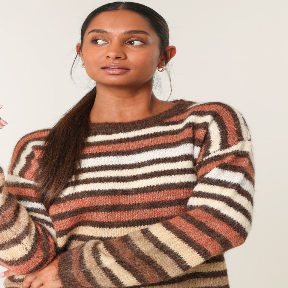 Blue Vanilla Brown Colourful Jumper With Stripes