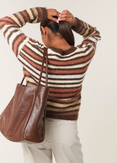 Blue Vanilla Brown Colourful Jumper With Stripes