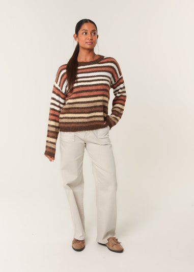 Blue Vanilla Brown Colourful Jumper With Stripes