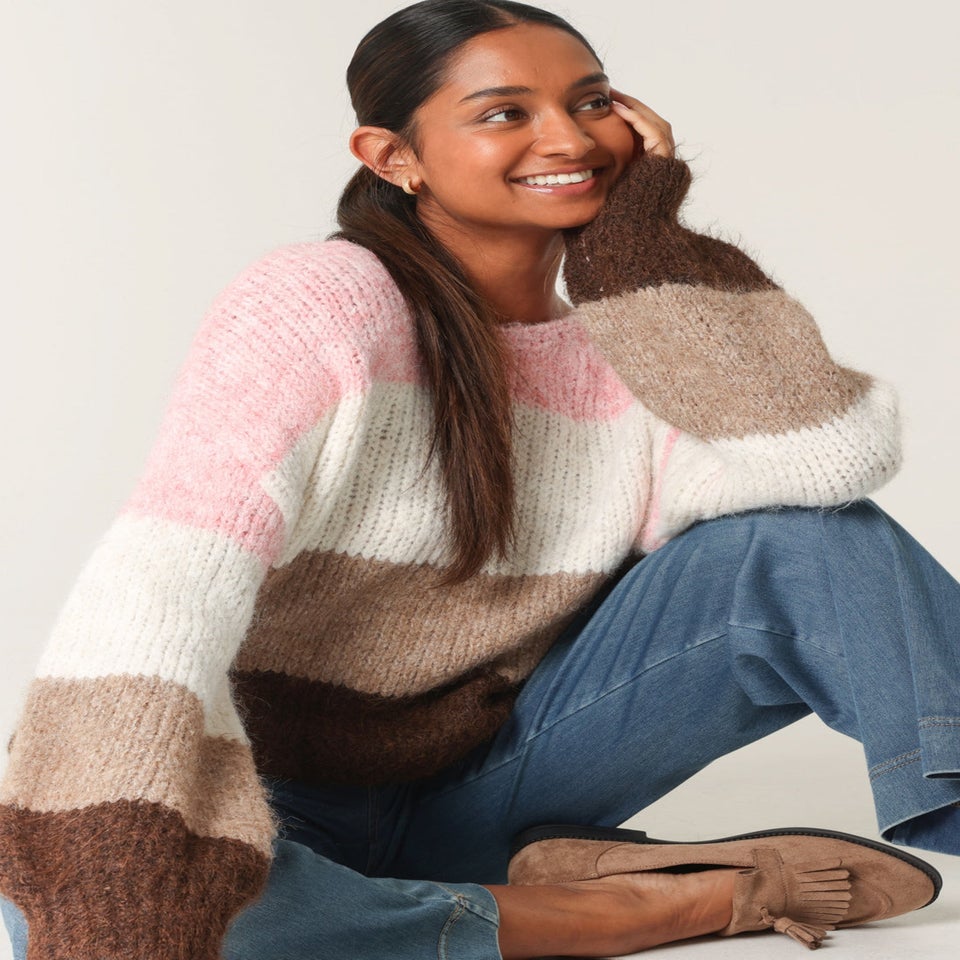 Blue Vanilla Pink Multi Stripe Knit Jumper