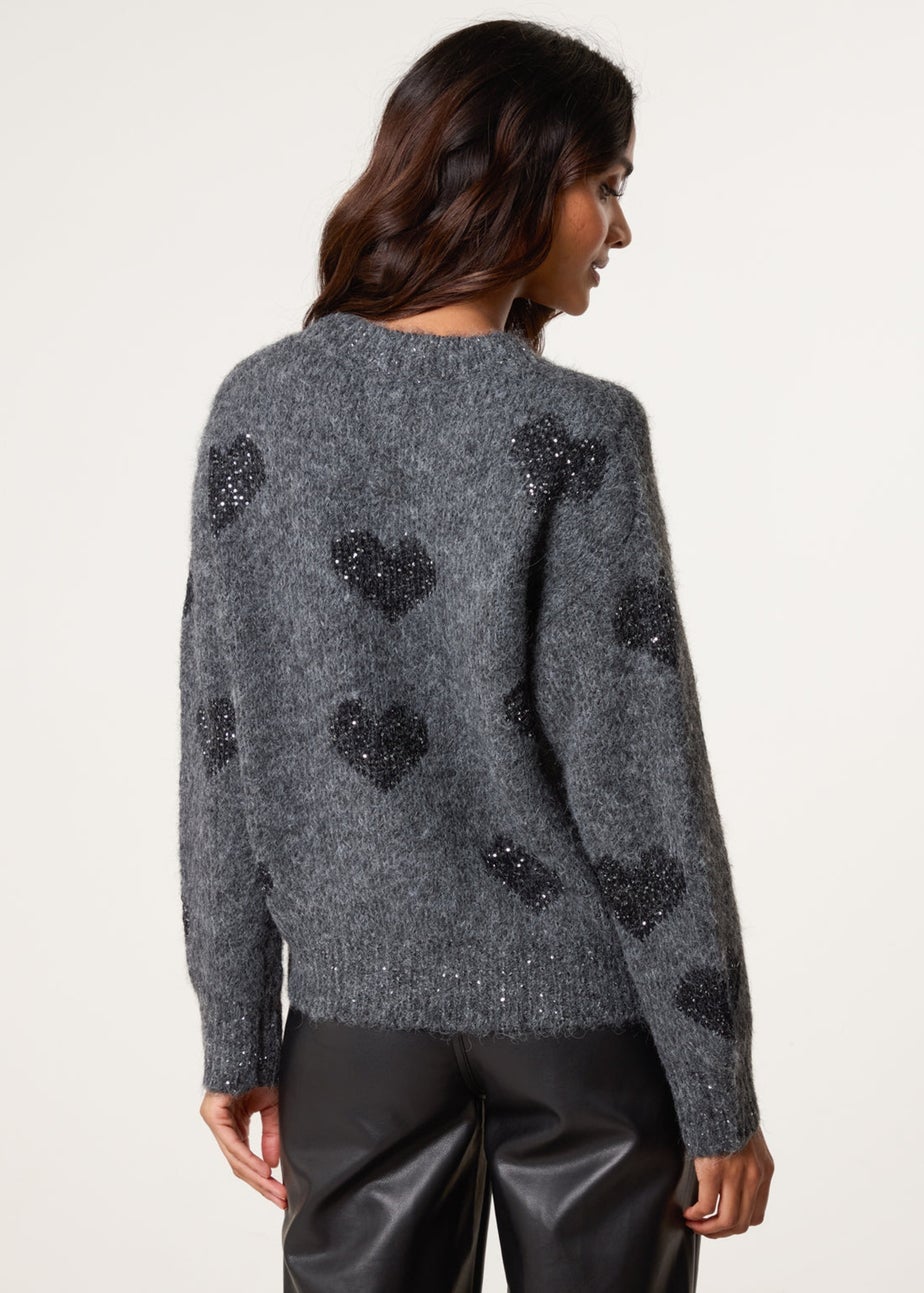 Blue Vanilla Grey Jumper With Sparkly Hearts
