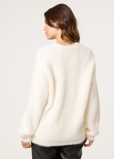 Blue Vanilla Ivory Christmas Cocktail Sequin Jumper