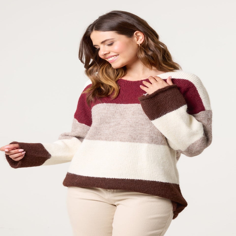 Blue Vanilla Red Colourful Stripped V Neck Jumper