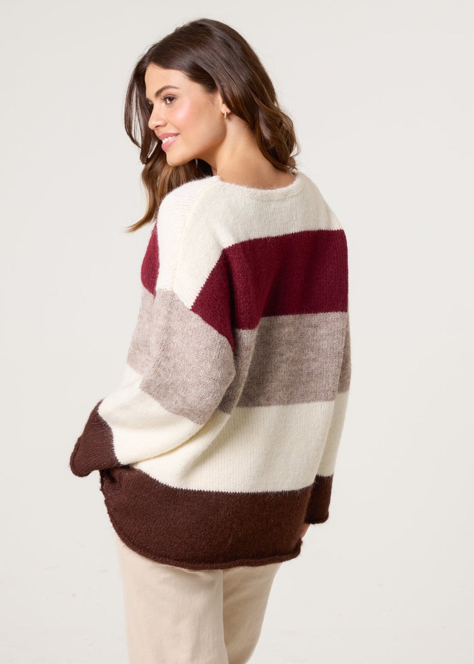 Blue Vanilla Red Colourful Stripped V Neck Jumper