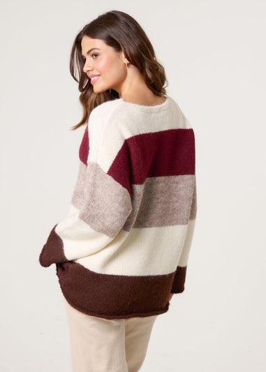 Blue Vanilla Red Colourful Stripped V Neck Jumper