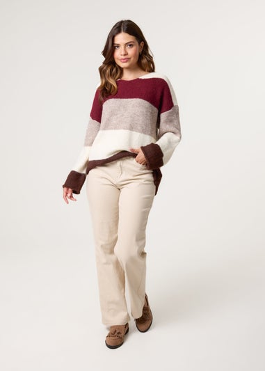 Blue Vanilla Red Colourful Stripped V Neck Jumper