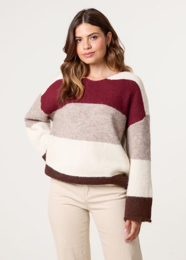 Blue Vanilla Red Colourful Stripped V Neck Jumper